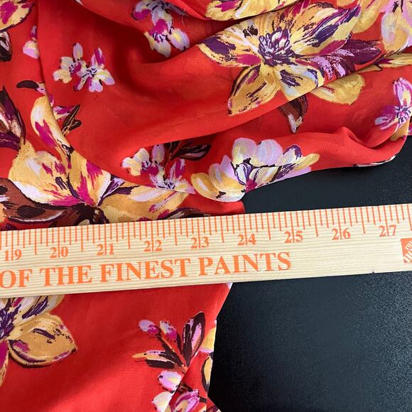 Women's Knee Length Dress Long Sleeve 2X Orange Floral Peasant Cottagecore - Picture 5 of 8